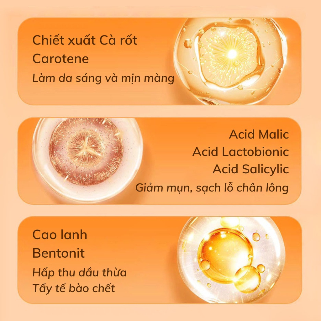 Mặt Nạ Sủi Bọt Thải Độc Cà Rốt YANFU Làm Sạch Bụi Bẩn, Dầu Thừa, Giảm Mụn Đầu Đen, Detox Da Khoẻ 4g