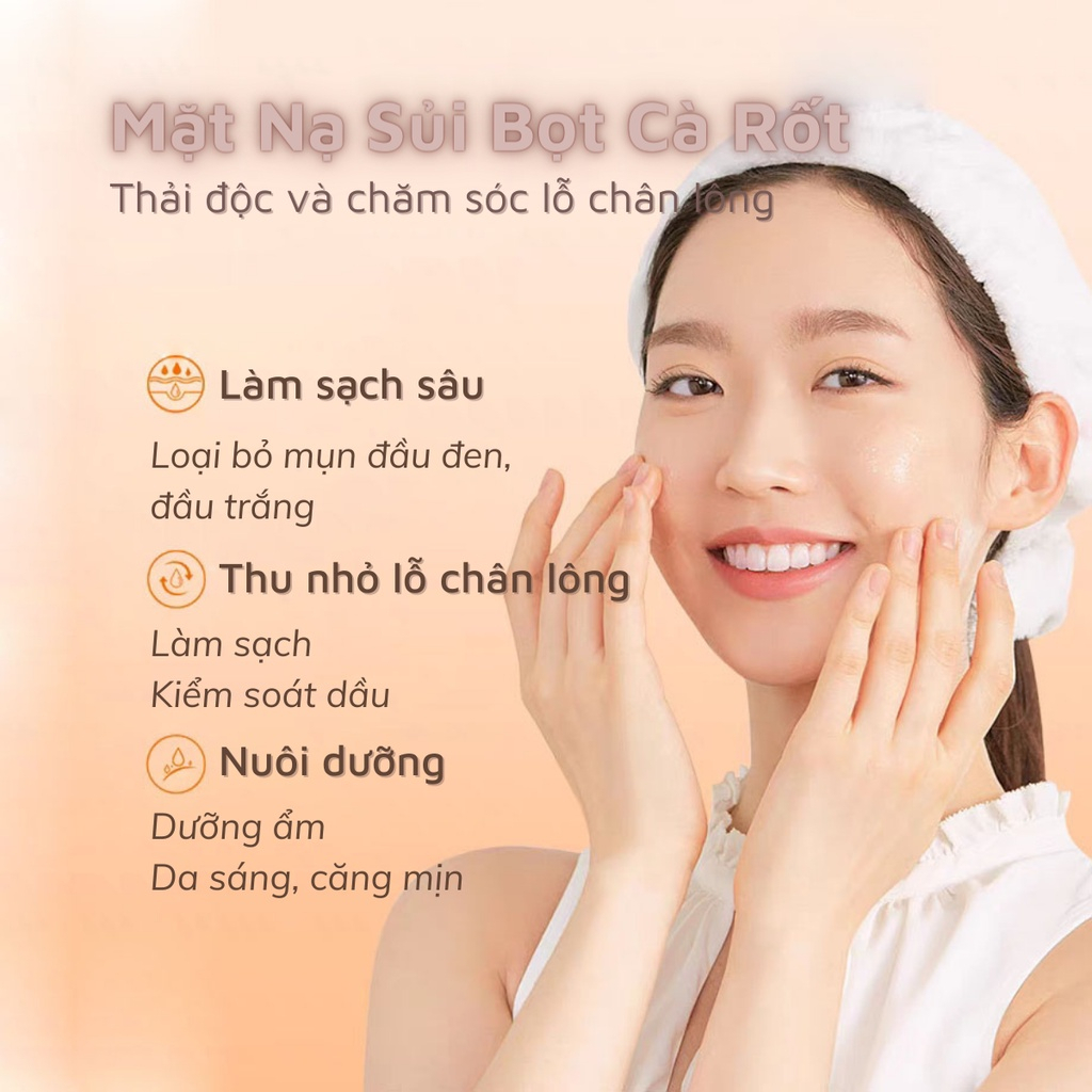 Mặt Nạ Sủi Bọt Thải Độc Cà Rốt YANFU Làm Sạch Bụi Bẩn, Dầu Thừa, Giảm Mụn Đầu Đen, Detox Da Khoẻ 4g