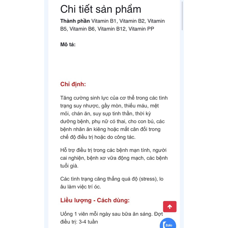B.Vita B12. Bổ sung vitamin B12. Chai 100 viên