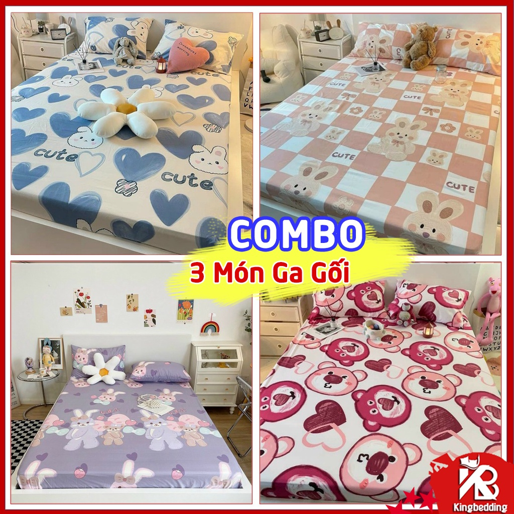 Bộ Ga Giường 💖m2/m4/m6/m8💖 Cotton Poly, Drap Giường Kèm 2 Vỏ Gối, Ga Đệm - Kingbedding | BigBuy360 - bigbuy360.vn