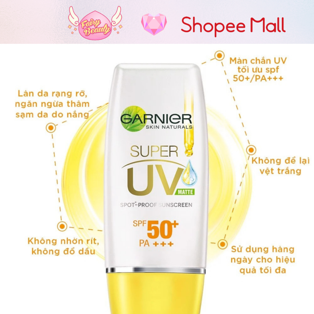 [GARNIER] Kem Dưỡng Chống Nắng Kiềm Dầu Và Sáng Da Hoàn Hảo Chứa SPF 50+ PA+++ Bright Complete Super UV Matte 30ML/15ML