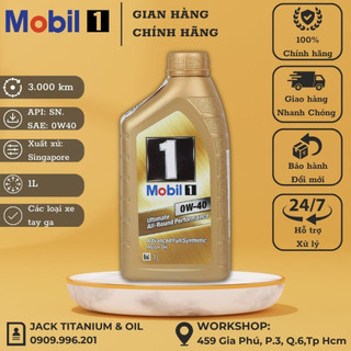 [CHÍNH HÃNG] Nhớt MOBIL 1 0W-40 Ultimate Performance tổng hợp 100% cho xe tay ga xuất xứ Singapore dung tích 1L