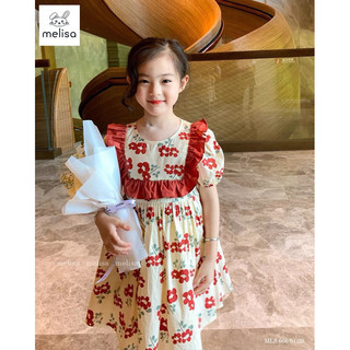 Đầm Melisa cổ bèo hoa đỏ (10-40kg)