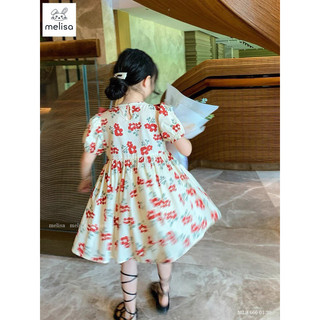 Đầm Melisa cổ bèo hoa đỏ (10-40kg)