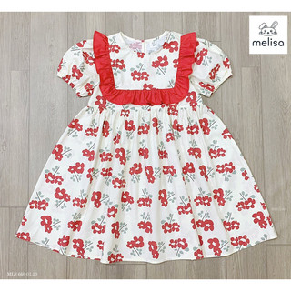 Đầm Melisa cổ bèo hoa đỏ (10-40kg)