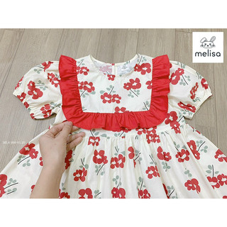 Đầm Melisa cổ bèo hoa đỏ (10-40kg)