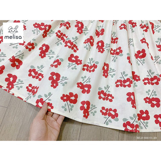 Đầm Melisa cổ bèo hoa đỏ (10-40kg)