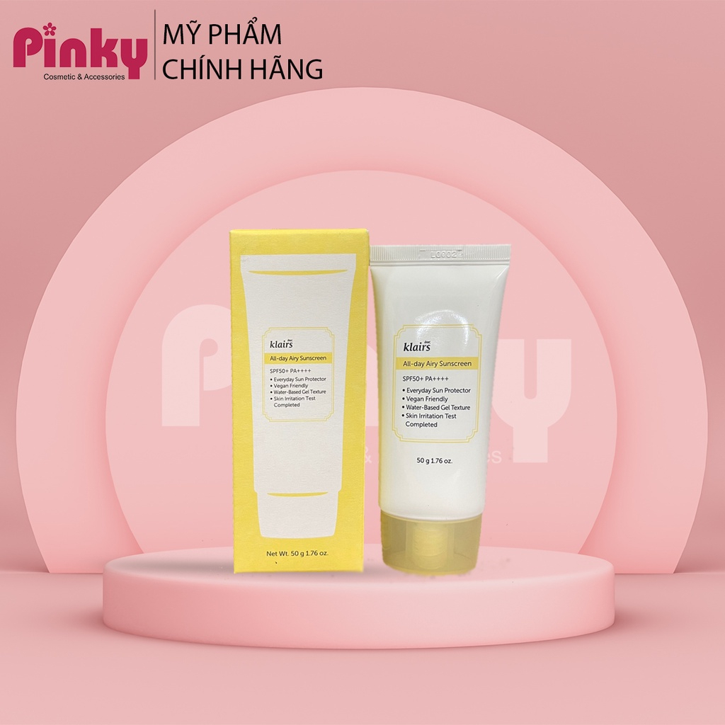 Kem chống nắng cho da khô da dầu da nhạy cảm Dear Klairs Soft Airy UV Essence SPF50+ PA++++ 50g thoáng da mỏng nhẹ Pinky