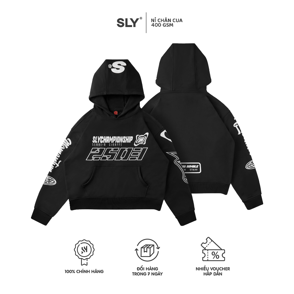 Áo hoodie boxy SLY Racing