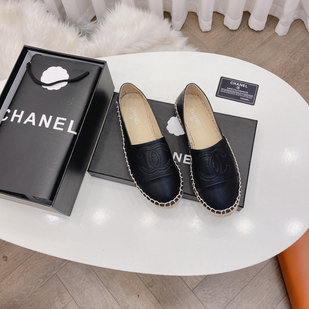 Slipon da đế cói viền khâu chỉ da mềm trong lót da