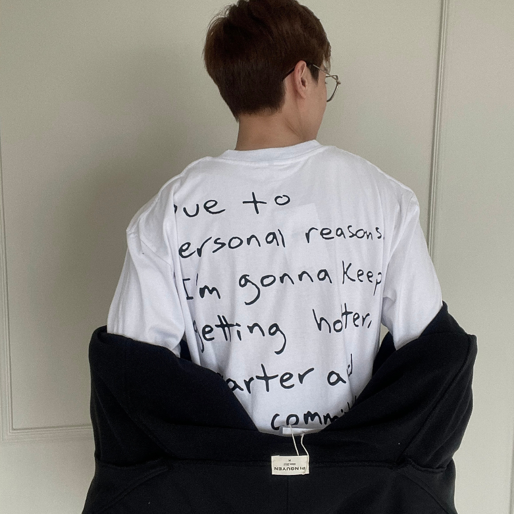 Thun tay dài trắng in