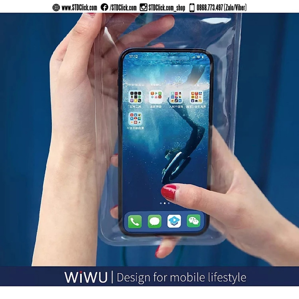 TÚI CHỐNG NƯỚC IPX8 WIWU AQUA 6.9 INCH CHÍNH HÃNG