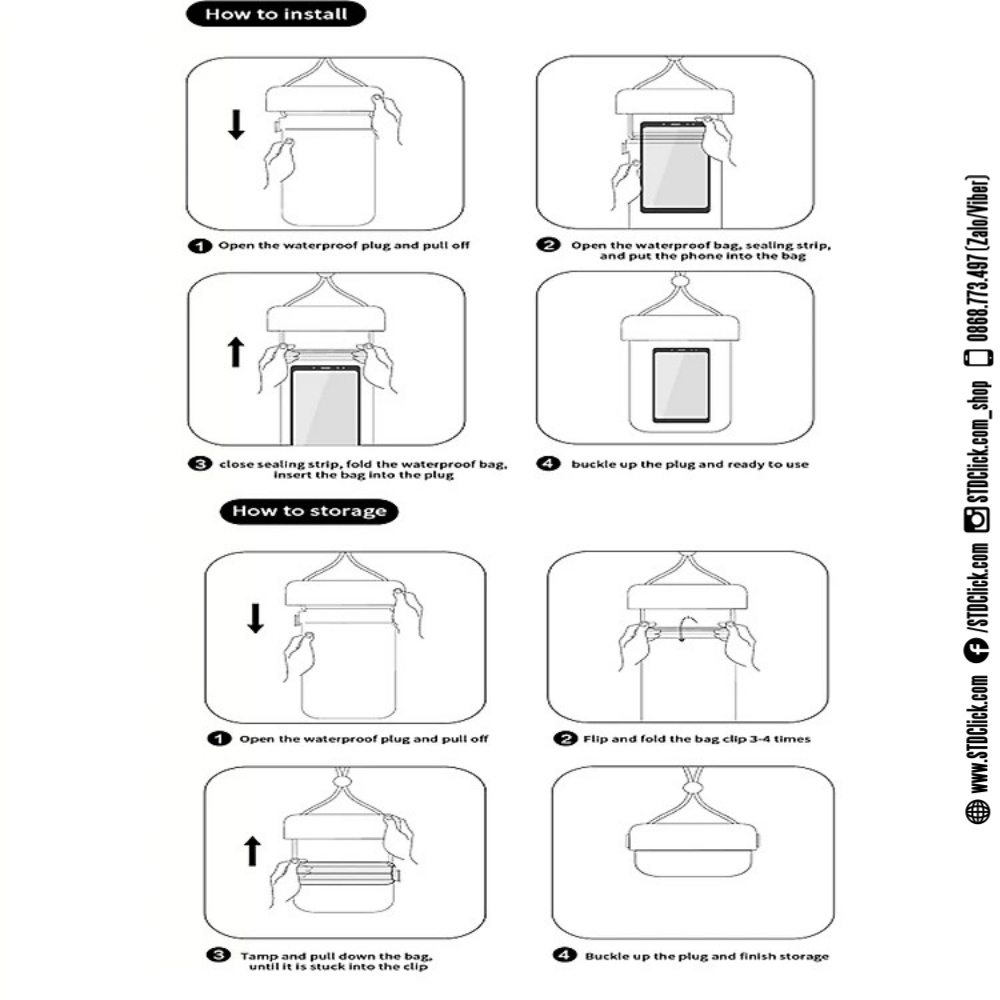 TÚI CHỐNG NƯỚC IPX8 WIWU AQUA 6.9 INCH CHÍNH HÃNG