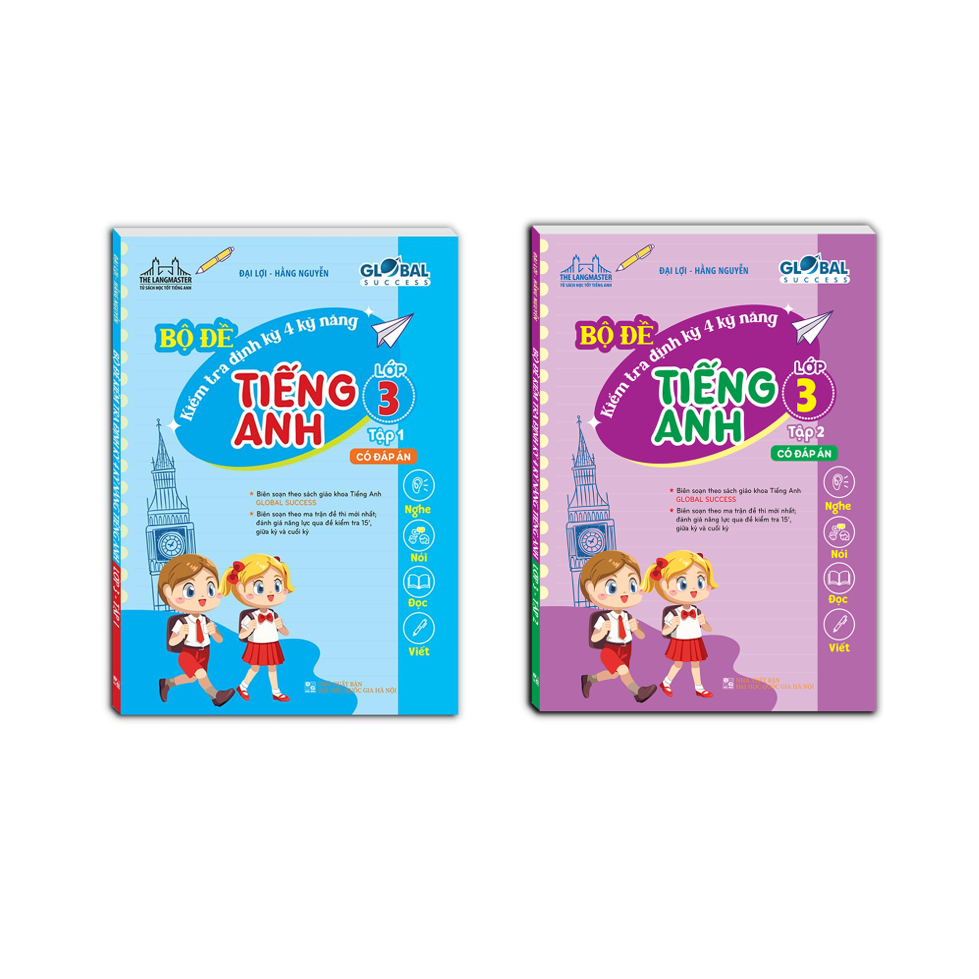 Sách - Combo GLOBAL SUCCESS - Bộ đề kiểm tra định kỳ 4 kỹ năng tiếng anh lớp 3 tập 1 + 2