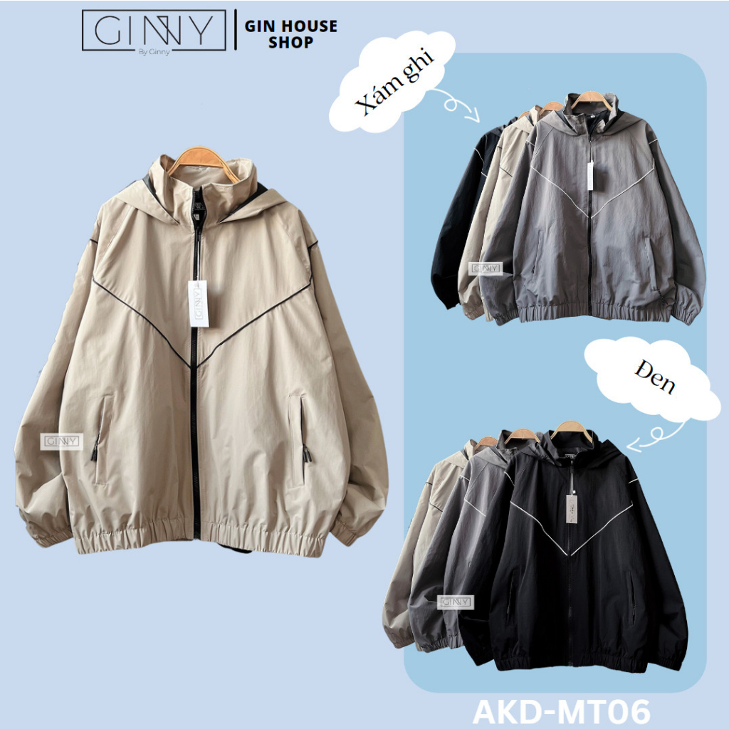 Áo Khoác Dù Chống nắng - Trượt Nước Cực Tốt Thiết Kế Viền Chéo MT-06 Form Unisex Nam Nữ, 2 Lớp Thoáng Mát GinHouse Shop