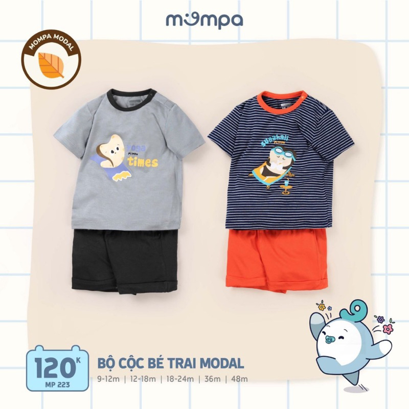 Bộ cộc tay cho bé trai bé gái hãng Mompa