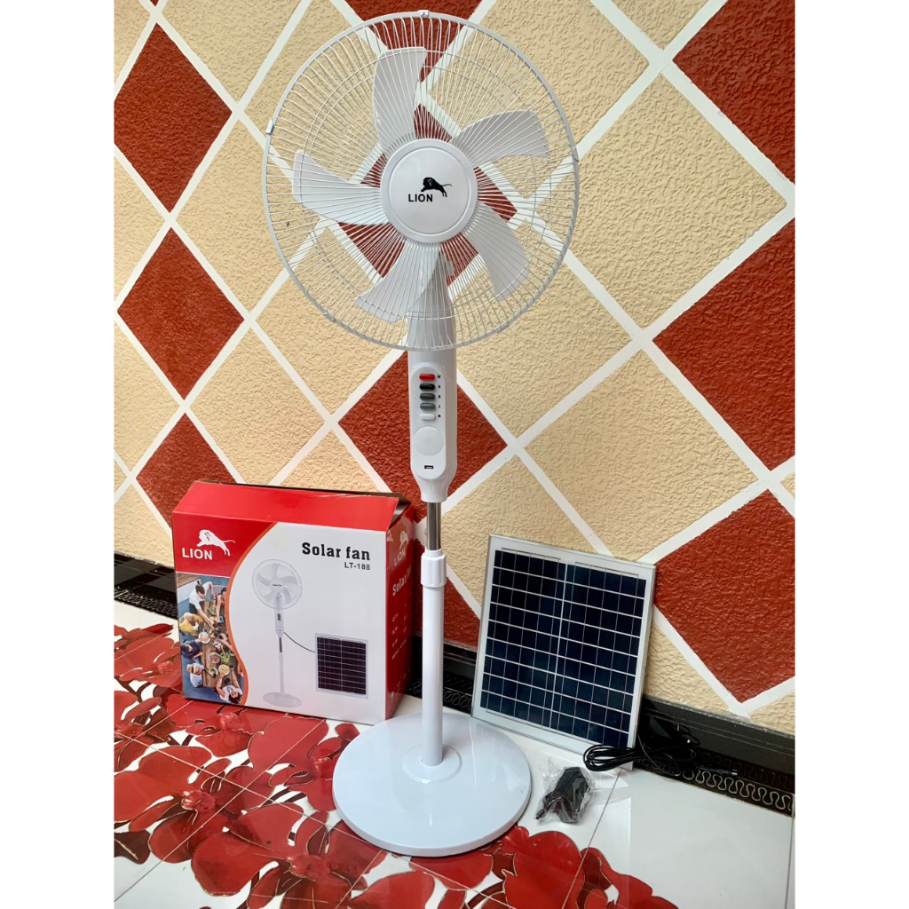 Quạt Năng Lượng Mặt Trời - Quạt Tích Điện 25W Sử Dụng Liên Tục 9H Rất Tiết Kiệm Điện - Có Đèn Led - Cổng Sạc USB
