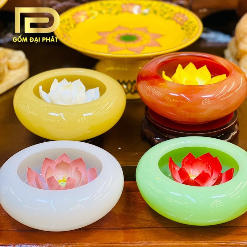 Bát thả hoa minh đường tụ thuỷ, bát nước trang trí chất liệu đá ngọc