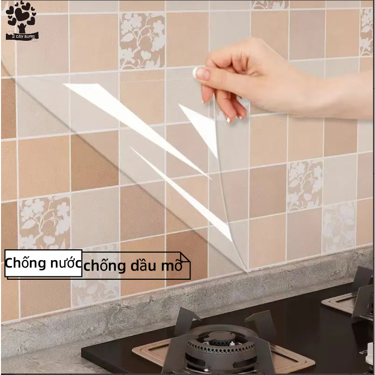 Miếng dán bếp chống khói dầu rộng 60cm nhiệt độ cao chống thấm nước/ gạch chống thấm trong suốt/tĩnh điện/ tự dính