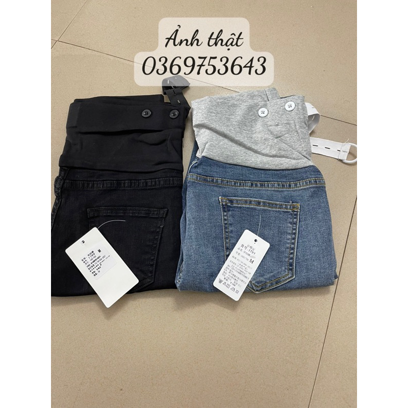 🤰quần jean bầu ống loe dáng dài-hàng quảng châu