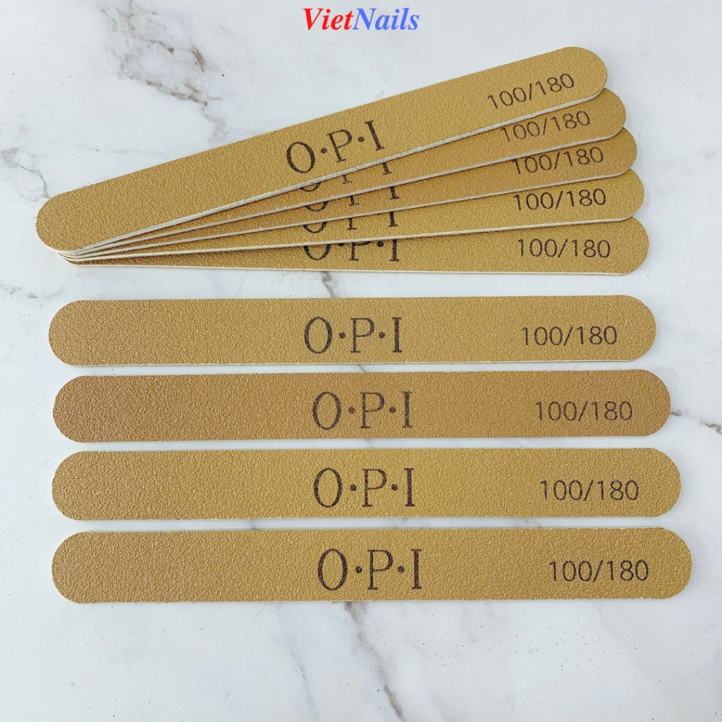 Lốc 10 Dũa Mỏng OPI Da Bò Độ Nhám 100/180 - Dũa Móng Tay Thật Móng Gel