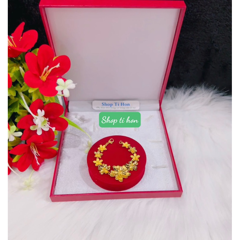 Lắc tay hoa mạ vàng 24 cao cấp mẫu mới về ( lắc 5 chỉ )