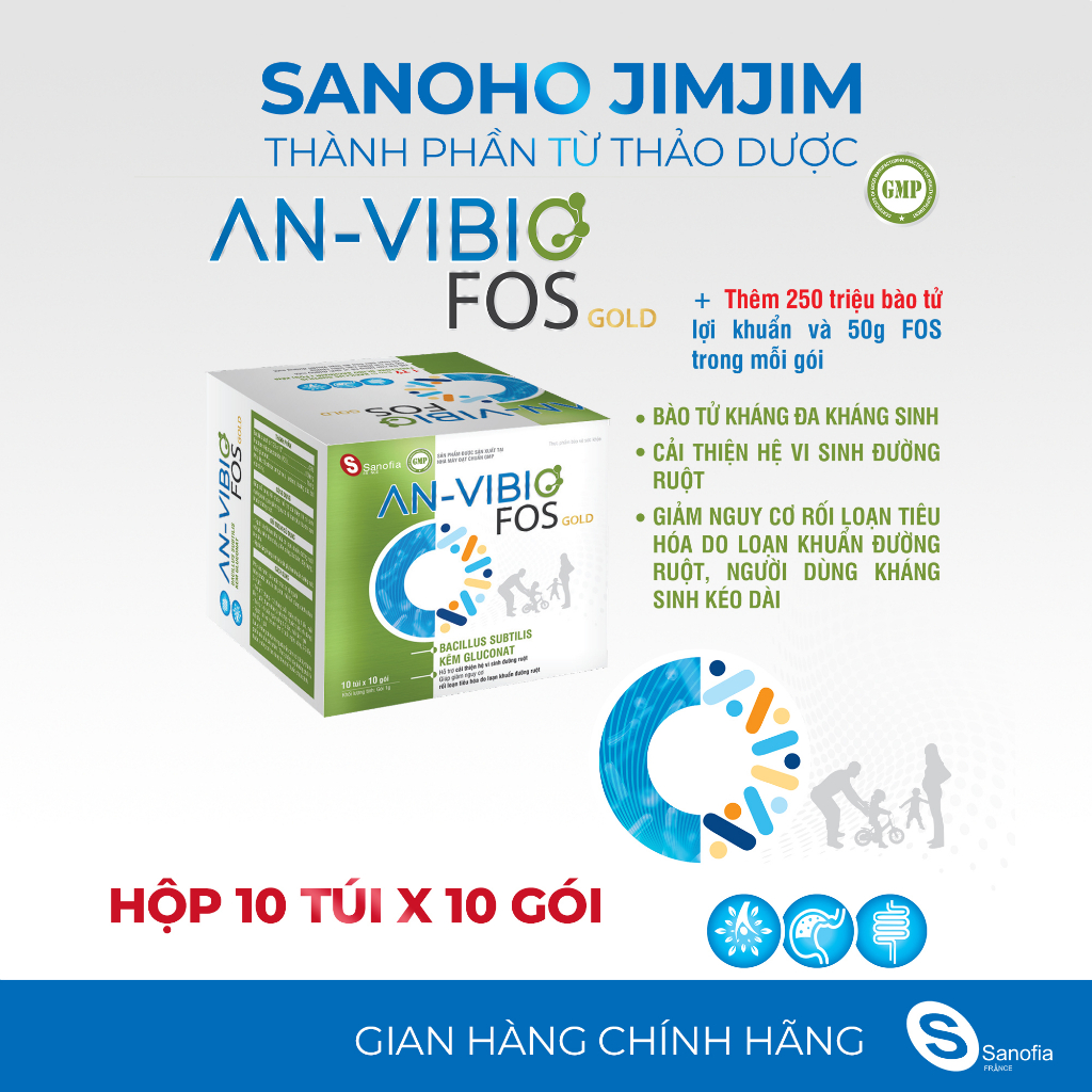 Men vi sinh An Vibio Fos Gold combo 10 gói - Bổ sung lợi khuẩn