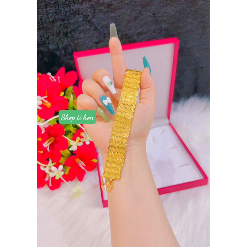 Lắc tay hoa mai kiểu trơn mạ vàng 24 cao cấp mẫu mới về