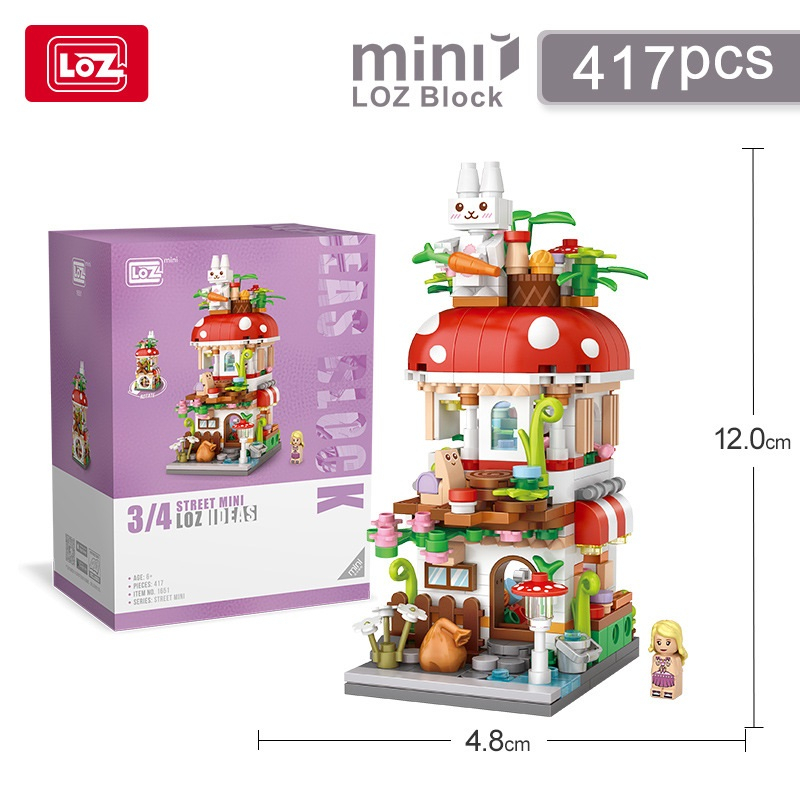 Đồ chơi lắp ráp LOZ mini Ngôi Nhà Nấm 417 chi tiết cho bé