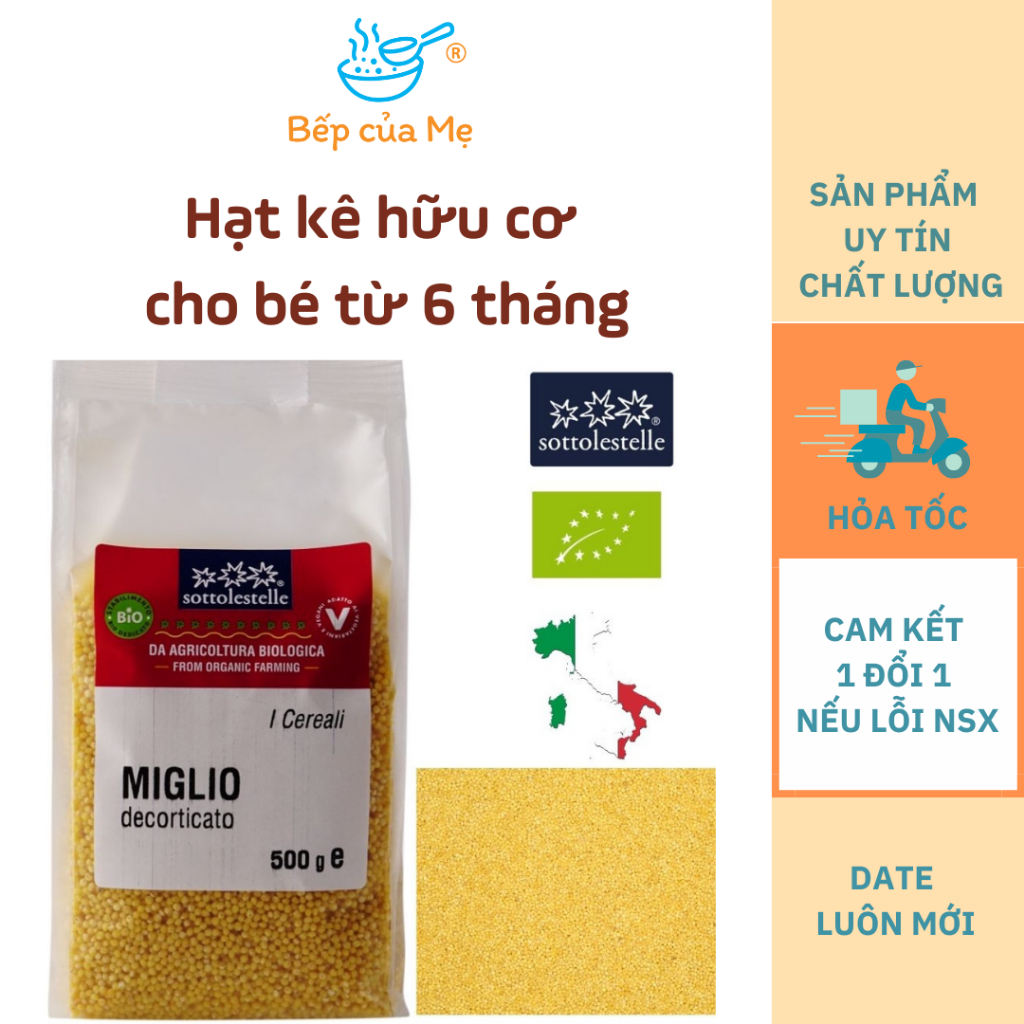 Hạt kê hữu cơ cho bé ăn dặm từ 6 tháng Sottolestelle của Ý, Shop Bếp Của Mẹ