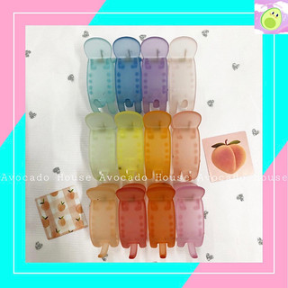 Kẹp tóc càng cua nhựa mờ màu cầu vồng 3 răng