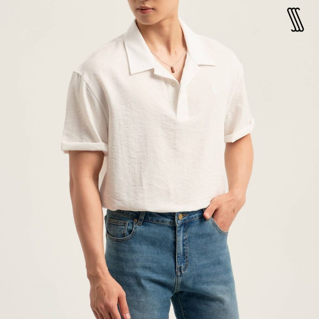 [Mã FATP17 giảm 50K đơn 200K] Áo sơ mi nam tay ngắn nam SSSTUTTER sơ mi cổ cuban cúc nẹp không cài SHINE SHIRT SHORT