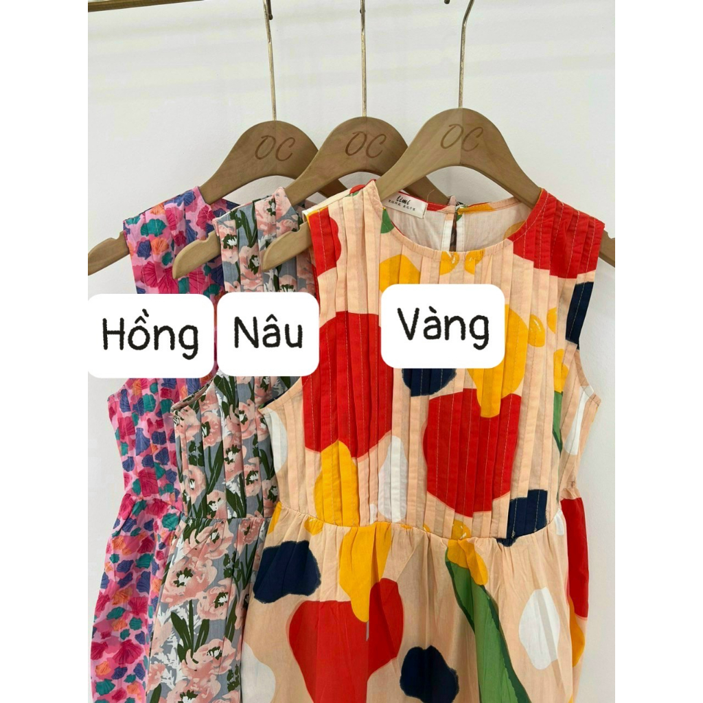 Váy hoa ly xếp thô ba lỗ