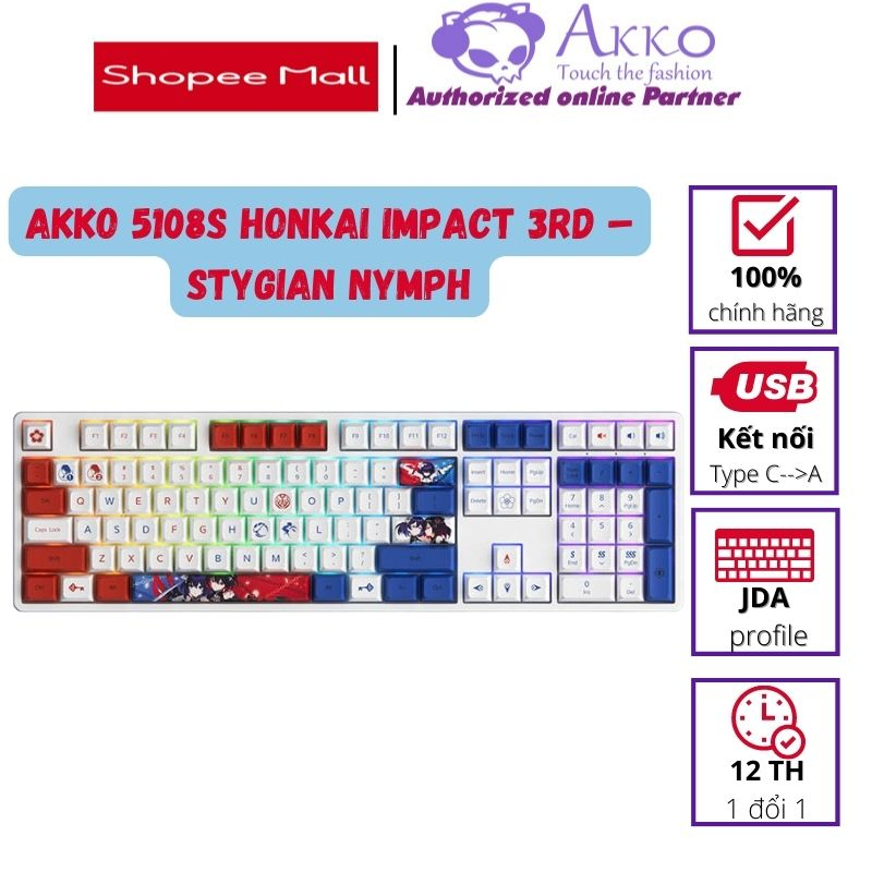 Bàn phím cơ AKKO 5108S Honkai Impact 3rd – Stygian Nymph (Hotswap / RGB / Crystal sw)