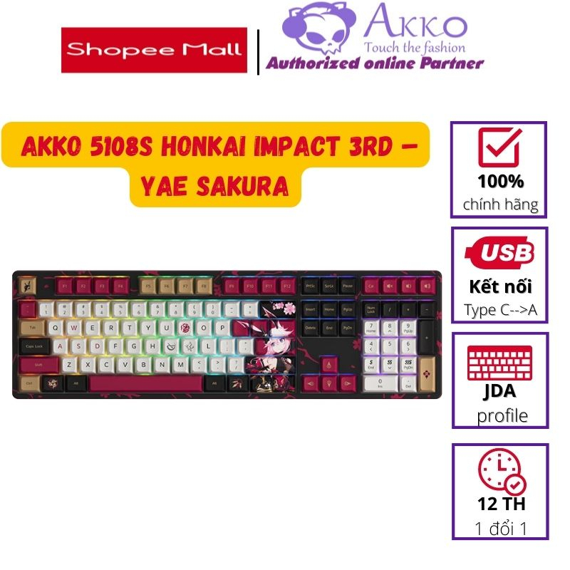 Bàn phím cơ AKKO 5108S Honkai Impact 3rd – Yae Sakura