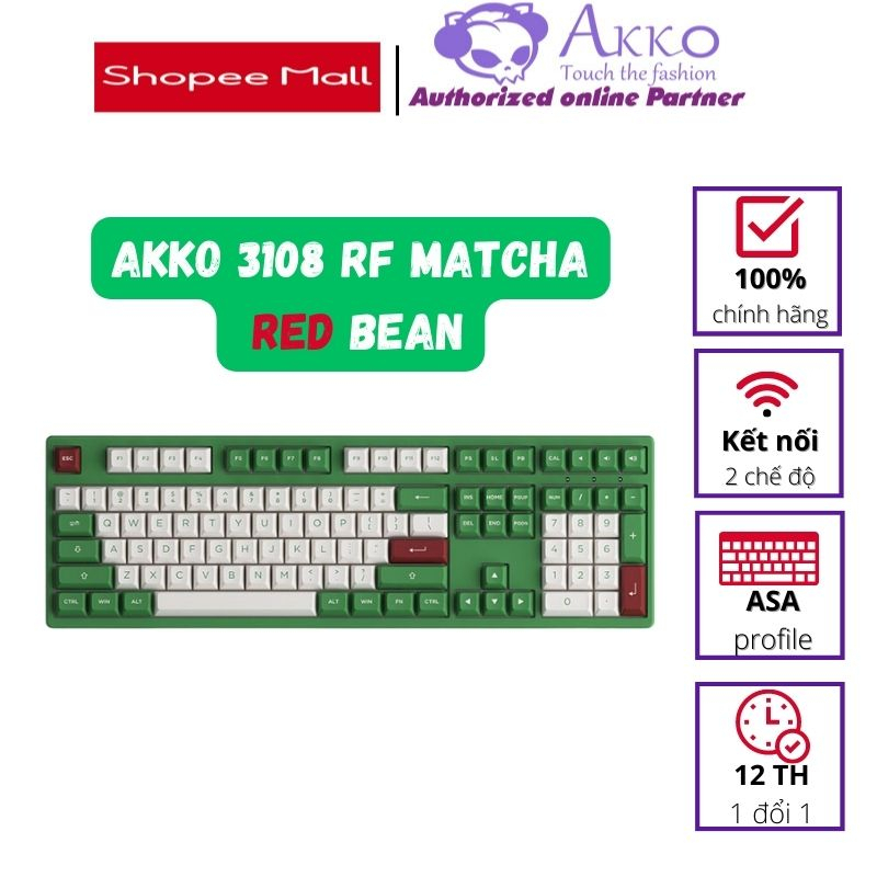 Bàn phím cơ AKKO 3108 RF Matcha Red Bean (2.4Ghz / AKKO sw v3)