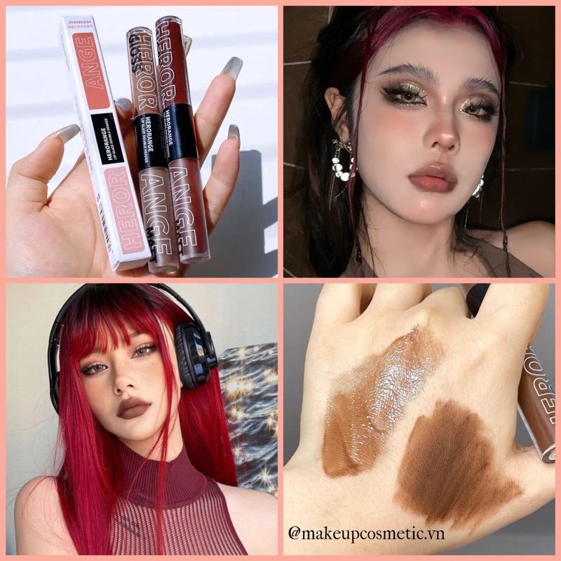 Son Bóng & Son Kem Lì Mềm Mịn Môi, Lâu Trôi Màu Đất Siêu Tây 2in1 Dupe Leemember