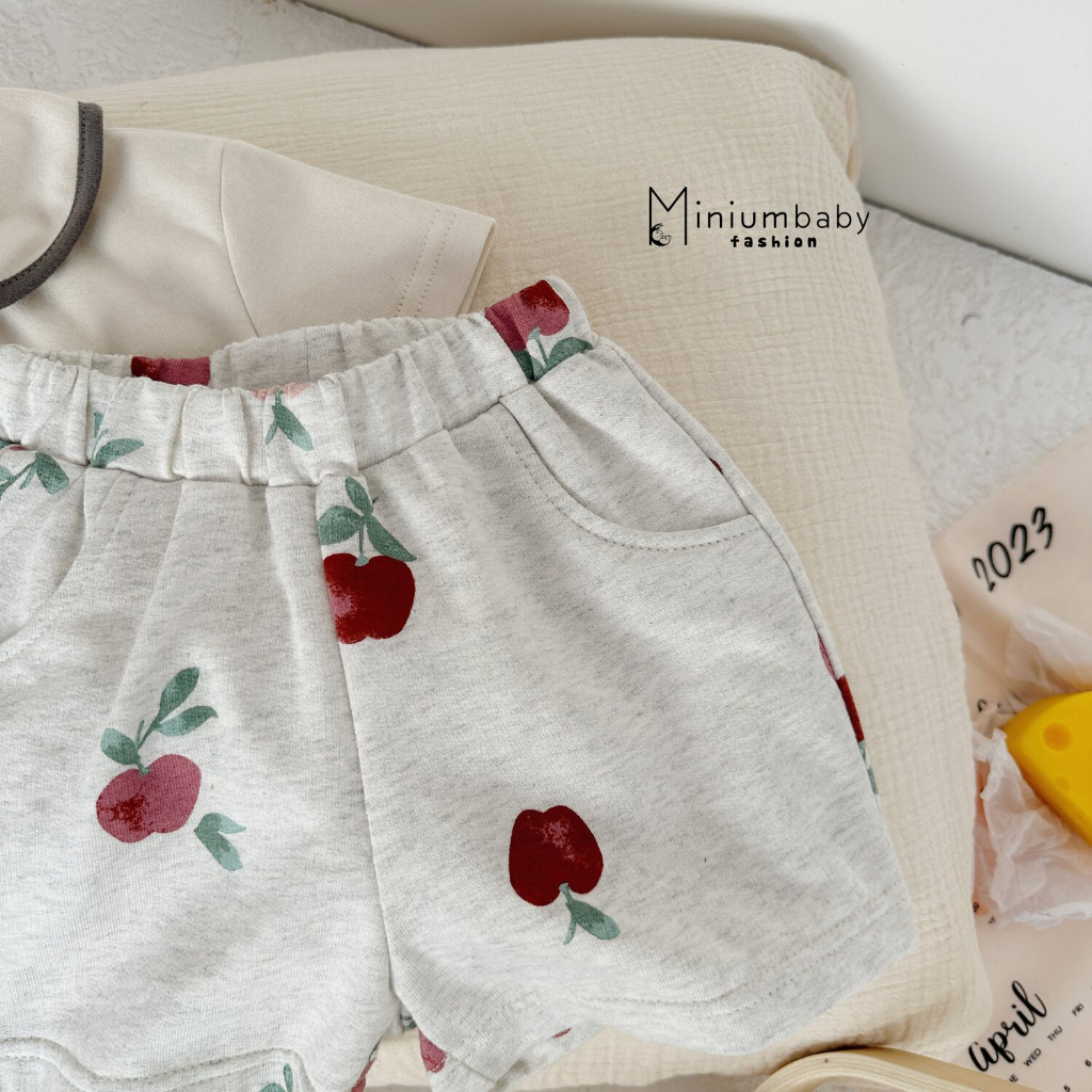 Quần đùi cotton phong cách hàn quốc cho bé trai, bé gái từ 1-6 tuổi, quần cộc/ngắn unisex trẻ em Miniumbaby-QC1480