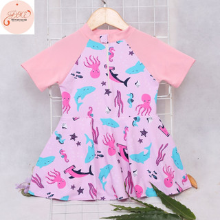 Đồ bơi bé gái BUBY KID FASHION liên thân chất liệu thun lạnh co giãn 4 chiều dùng đi du lịch, đi bơi