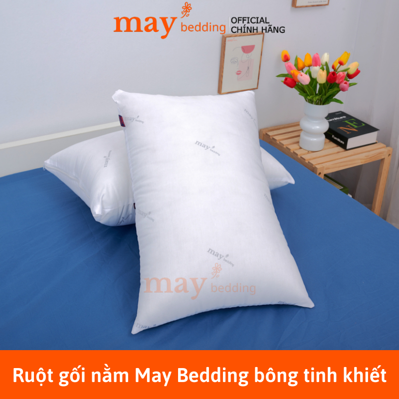 Ruột gối nằm Maybedding - Ruột gối ngủ bông tinh khiết ép hơi chân không vỏ cotton kích thước 40x60 cm