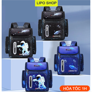 Balo đi học cho bé trai, bé gái chông gù siêu nhẹ cho lớp 1/2/3/4/5/6 hình phi hành gia/vũ trụ đáng yêu PK019phihanhgia