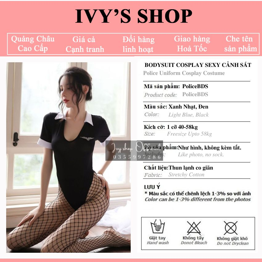 Bộ Đồ Ngủ Cosplay Sexy Tiếp Viên Hàng Không Gợi Cảm, Bodýuit Cosplay Đặc Công Mã PO-Lice 120 thanh lý