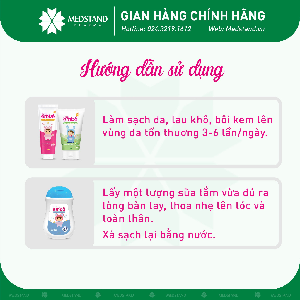 Bộ sản phẩm Em Bé bảo vệ và chăm sóc toàn diện da bé, giảm ngứa, chàm sữa, rôm sảy, hăm da, muỗi đốt MEDSTAND