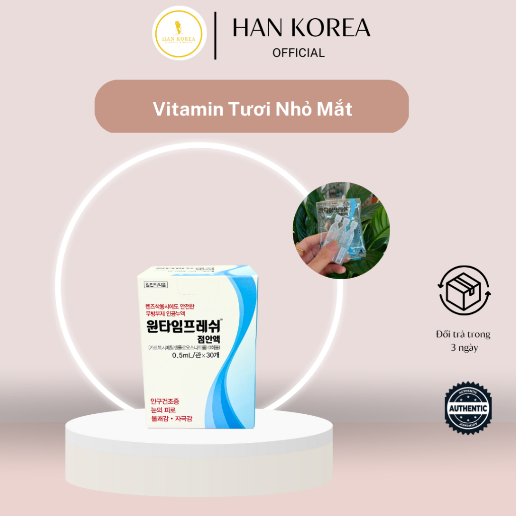 VITAMIN TƯƠI NHỎ MẮT Onetime Fresh 30 tép , bảo vệ mắt, chống khô mắt,