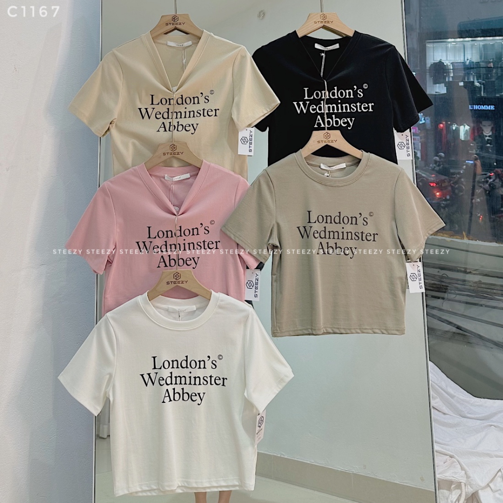 Áo croptop thun cotton in chữ LONDON'S form ôm (Có sẵn/ảnh thật)