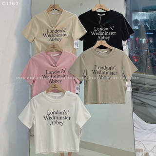 Áo croptop thun cotton in chữ LONDON'S form ôm