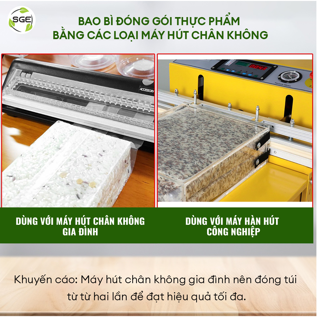 Túi Hút Chân Không Định Hình SGE B1D-Rep Định Hình Sản Phẩm Bền Đẹp Dai Chắc Đầy Đủ Kích Thước, Chất Liệu PA PE