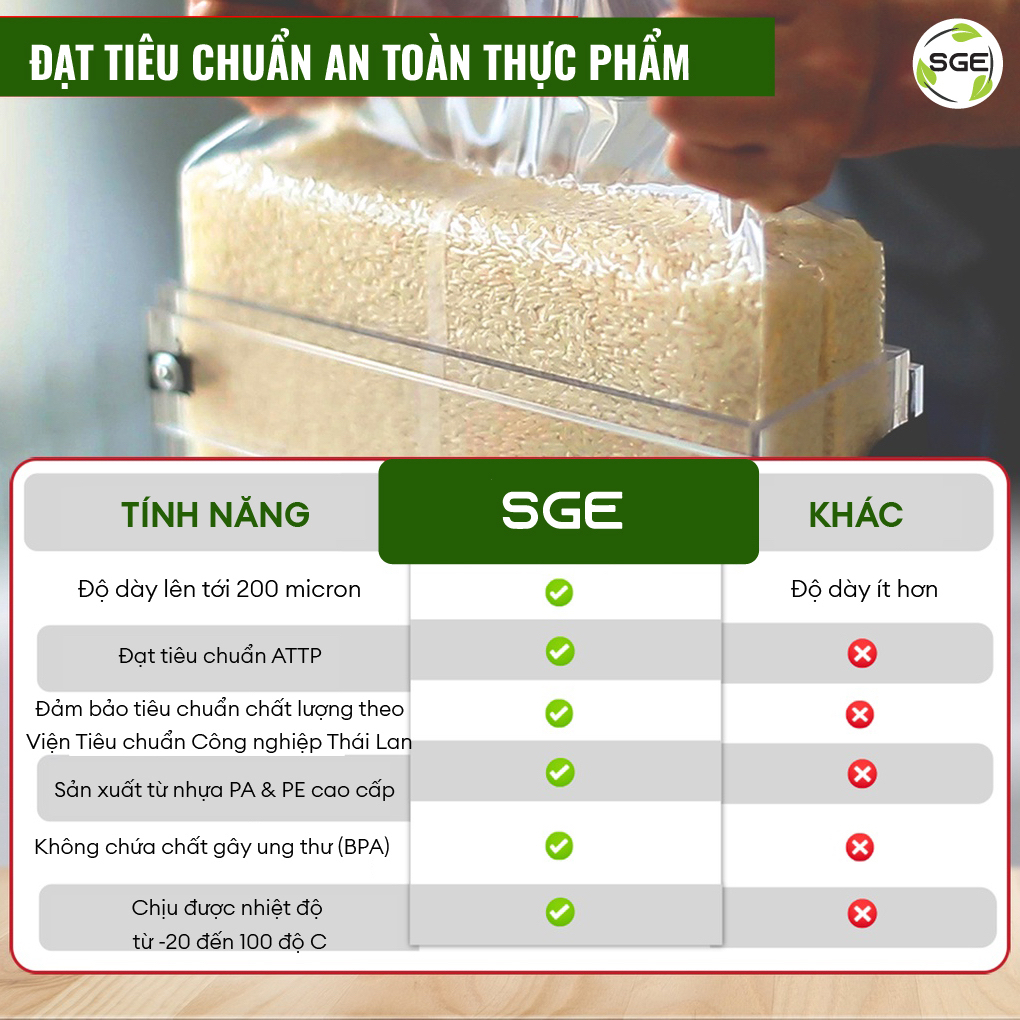 Túi Hút Chân Không Định Hình SGE B1D-Rep Định Hình Sản Phẩm Bền Đẹp Dai Chắc Đầy Đủ Kích Thước, Chất Liệu PA PE