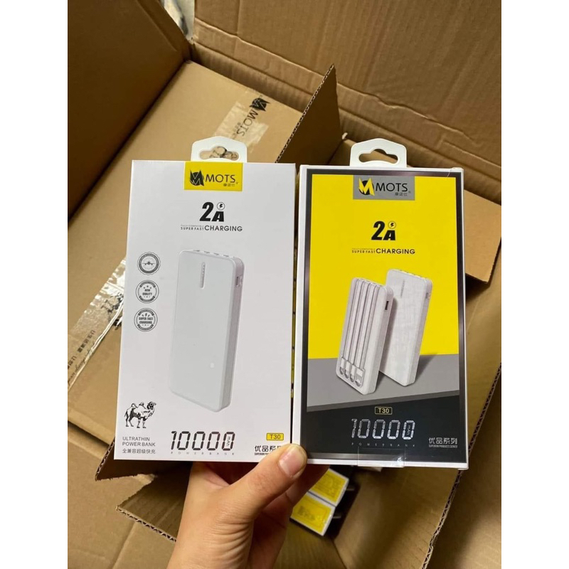 Sạc Dự Phòng MOTS 10000mah Tích Hợp Cáp Sạc Hàng Nội Địa
