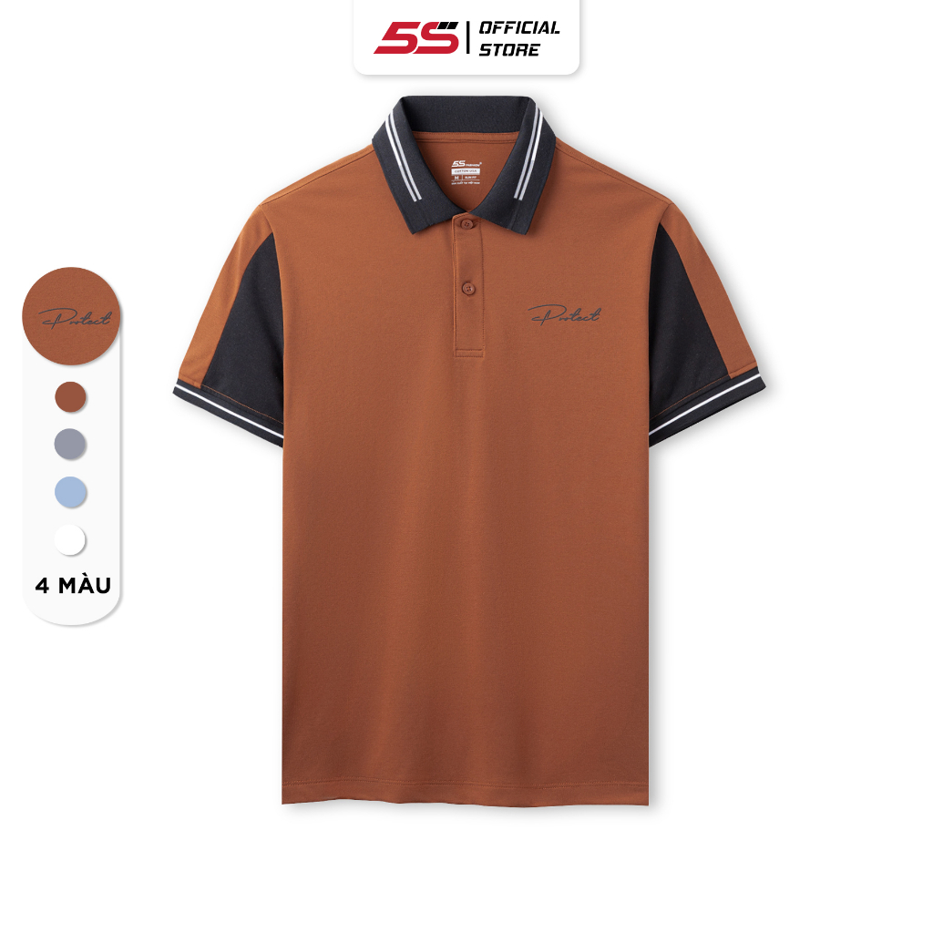 Áo Polo Nam 5S, Chất Cotton USA, Phối Màu Trẻ Trung, In Chữ Lịch Lãm (02-APC23014)